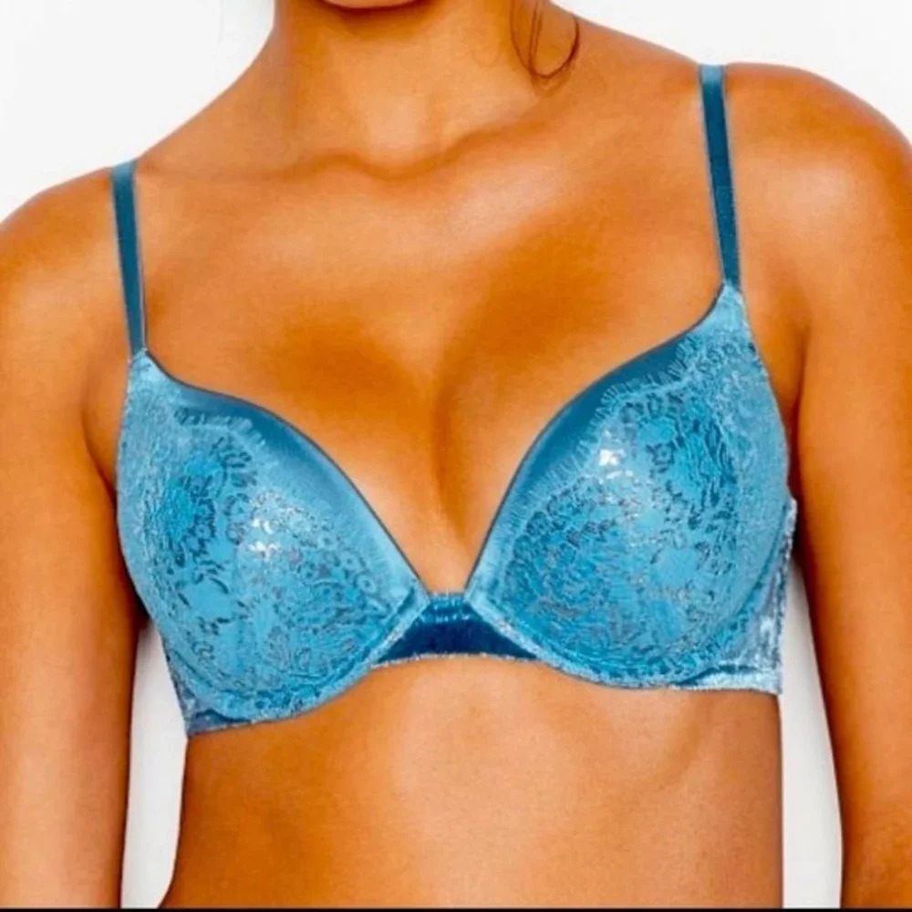 New Dream Angels 32C Bra Demi Lined Shimmer Blue